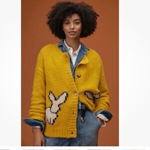 Gently used - Anthropologie Maeve Bunny Slope Cardigan Sweater (Size S)